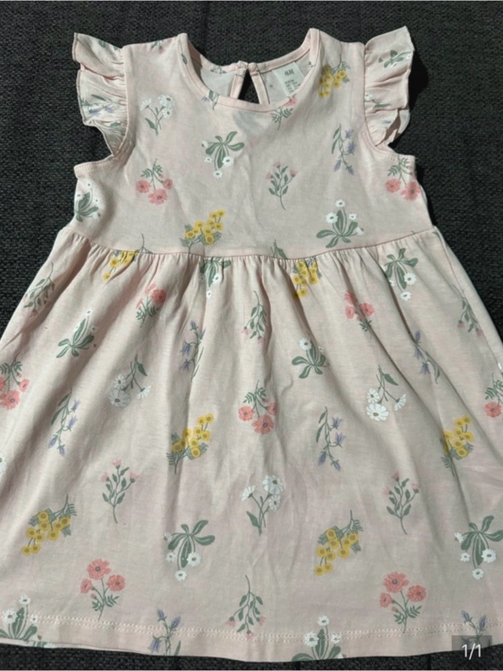 H&M Light Pink Floral Flutter-Sleeve Dress